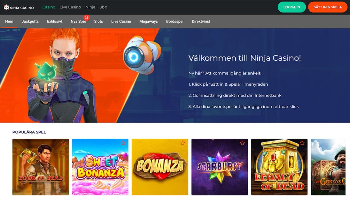 ninja casino hemsida banner
